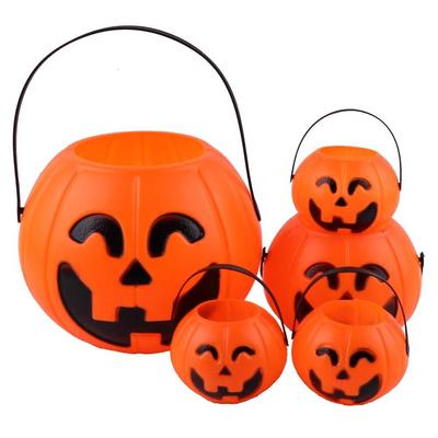 Halloween Shopping Mall Decor: Pumpkin Lantern & Bucket Candy Jar for Kids' Scenes