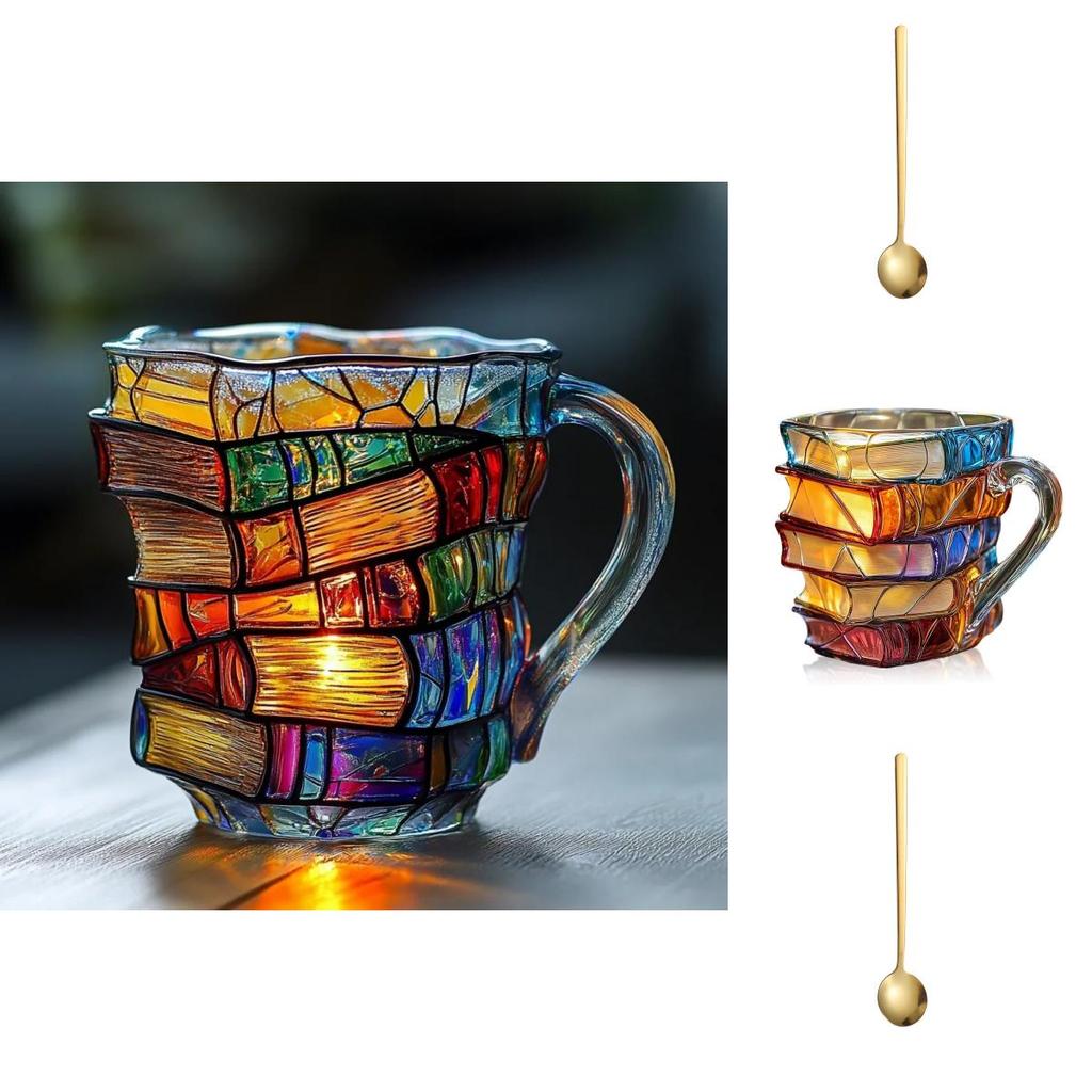 Painted Book Mug Coffee Cup Resin Hand Painted Modern Decor For Home Office