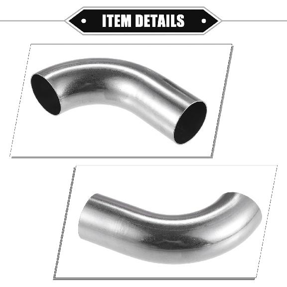 2 Pcs Bend Elbow Pipe Tube, 1.5" OD 4.72" 2.95" Leg 90 Degree DIY Exhaust Pipe Intercooler Air Intake Tube Universal For Car Truck Durable 304