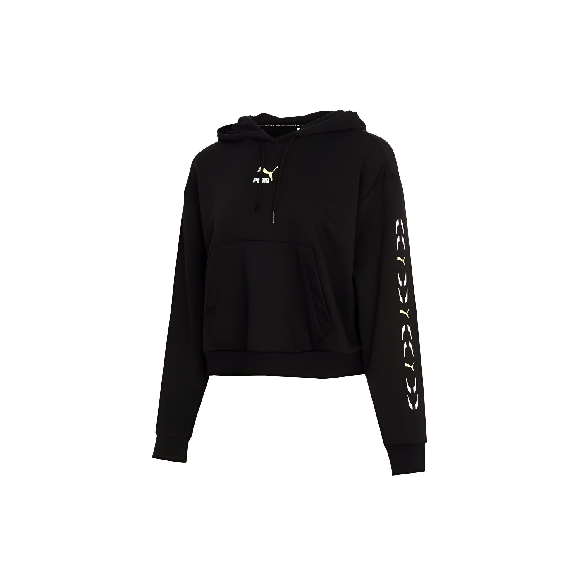 

Puma Спортивная повседневная толстовка с капюшоном и принтом логотипа, женская толстовка, черная 531244-01 M