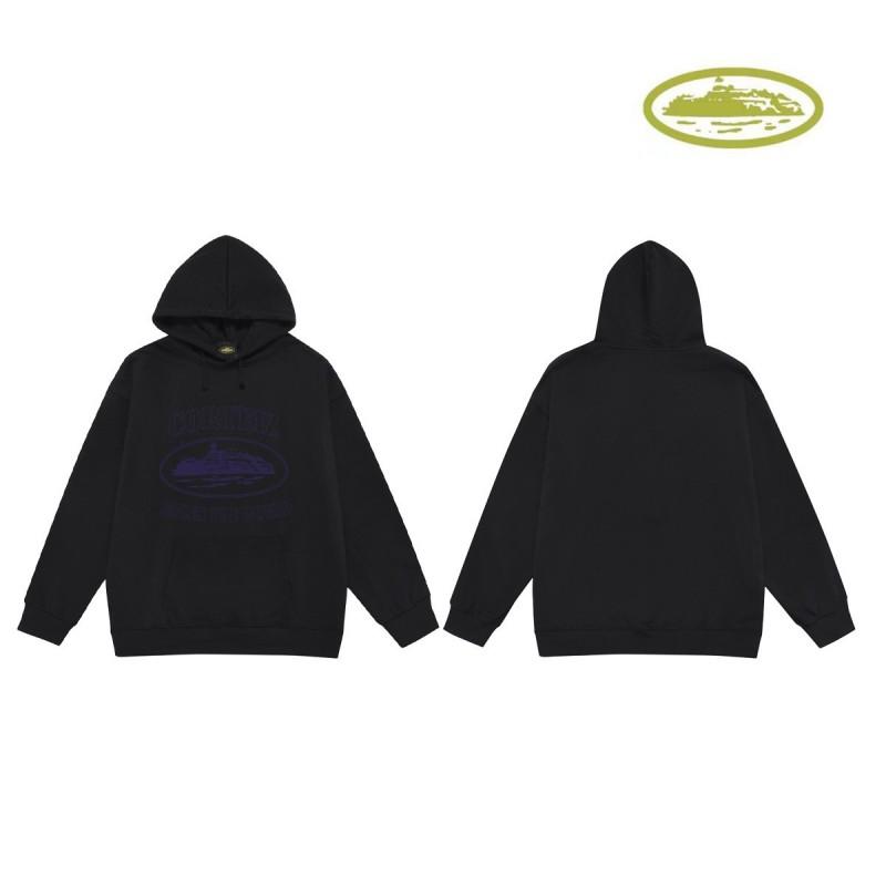 CORT Alcatraz Distressed Hoodie Men Streetwear Loose Fit Couple Sweatshirt Winter
