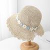 Spring/Summer Hand Hook Hollowed Out Grass Hat For Women Cute Flower Sun Protection Hat With Back Slit Foldable Fisherman Hat