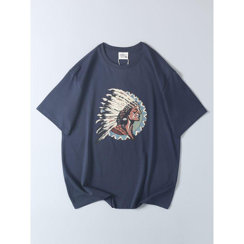 Vintage Trendy Printed Short-Sleeve T-Shirt for Men, Summer Casual Versatile Mercerized Cotton Tee, Export Surplus with Tags Removed