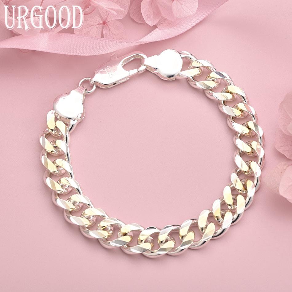 925 Sterling Silver Sideways Bracelet Men Women Gift Wedding Fashion Jewelry