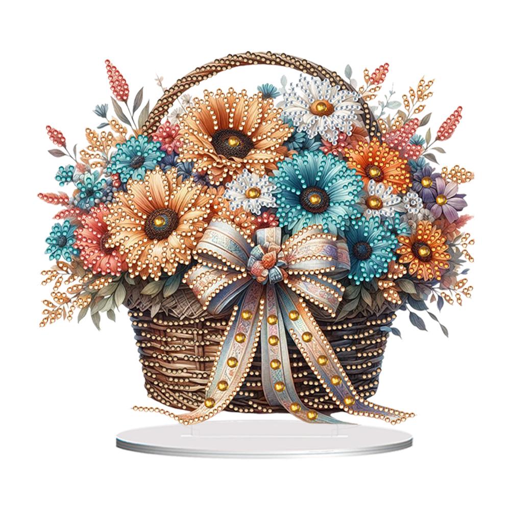 Acrylic Rose Lily Butterfly Flower Vase Desktop Diamond Art Kits 5D DIY Diamond Art Tabletop Decorations for Home Office Decor