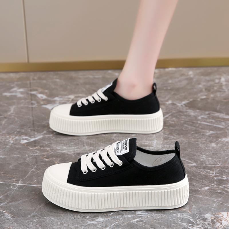 Black canvas shoes new summer platform heightening sports shoes board shoes casual biscuit shoes
