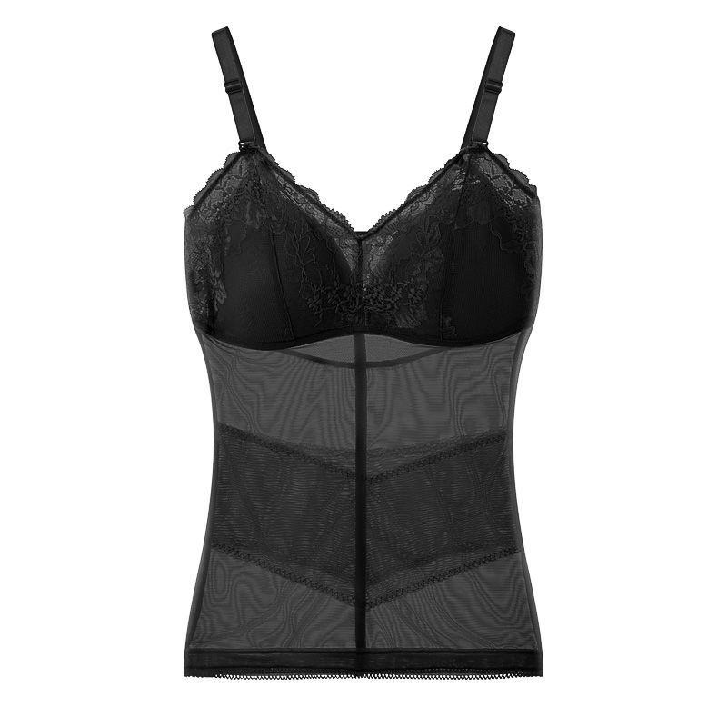 Бесшовный формирующий силуэт жилет для похудения и контроля живота, женское кружево для всех сезонов M чёрный