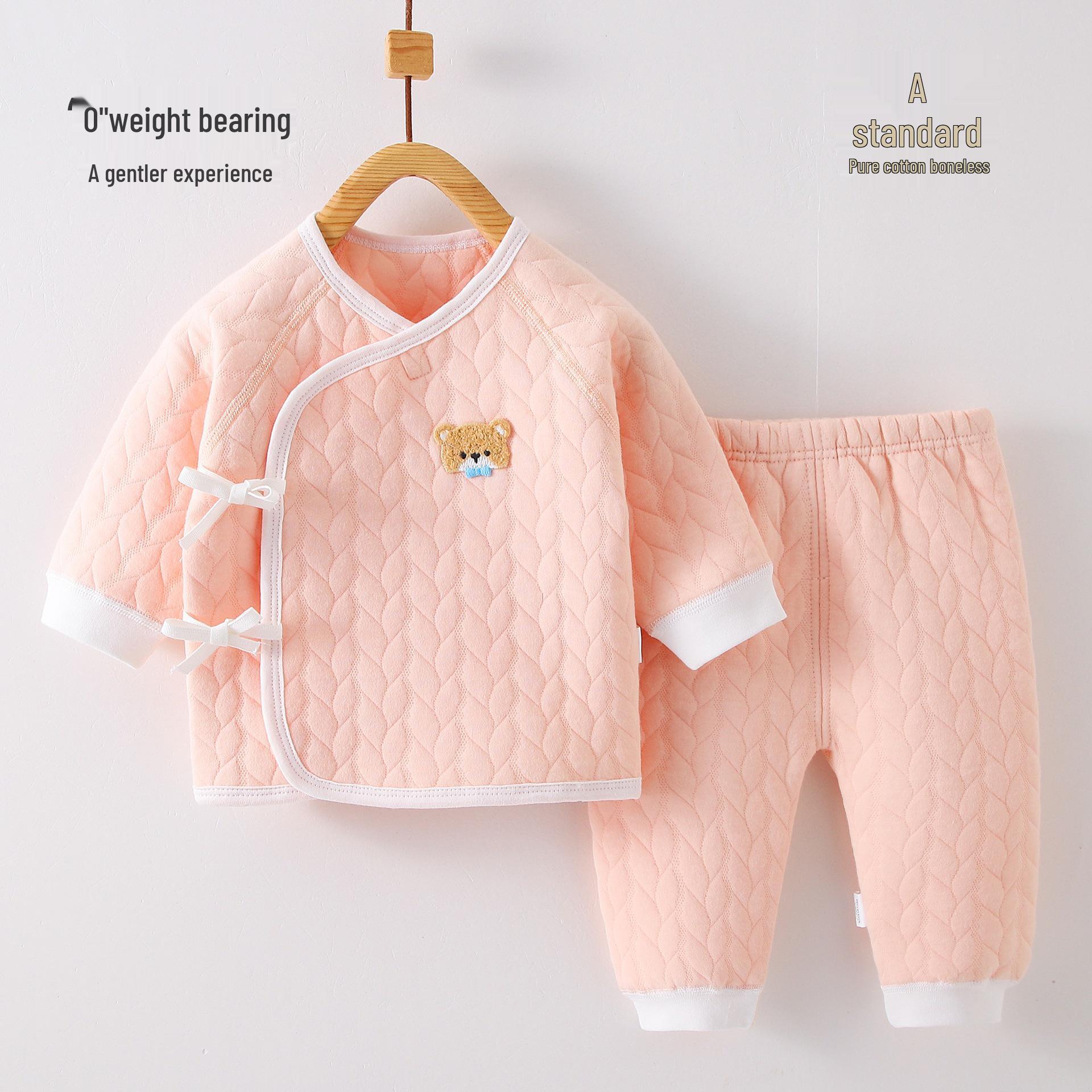 

Новорожденный Стеганый Осенне-Зимний Пижамный Комплект: Раздельный костюм из двух частей с кальсонами 52 cm