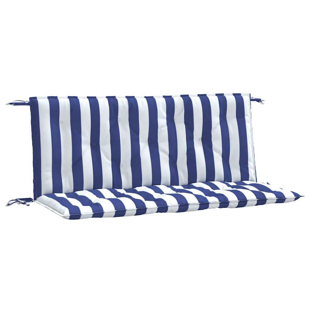 Garden Bench Cushions 2 Pcs Blue & White Striped 120 X 50 X 7 Cm Fabric