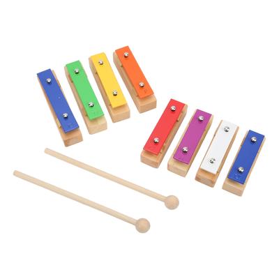 Wooden Knocking Piano 8 Tones Multicolored Key Xylophone Block Educational Musical Toy