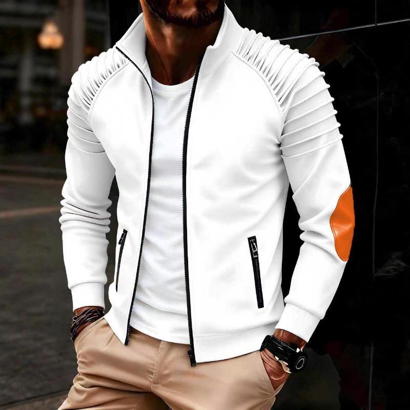 2026 Spring and Autumn New Men's Casual Solid Color Plaid Pocket Collar Long Sleeve Sports Polo Shirt for Men