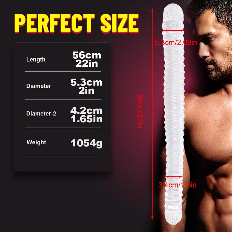 56cm Extra-long Double-headed Threaded Dildo Oversized Thick Anal Whip Sex Adult Products