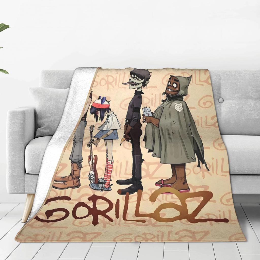 Music Band G-gorillazs Blanket Warm Soft Pattern Plush Throw Blanket For Kids Couch Chair Flannel Bedspread Bed Cover