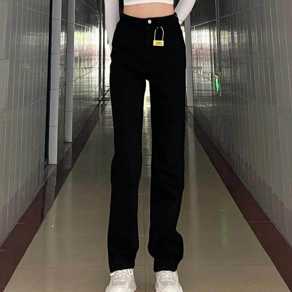 Women's Retro Washed High-Waist Wide Leg Jeans - Distressed and Slimming Style for Spring & Autumn