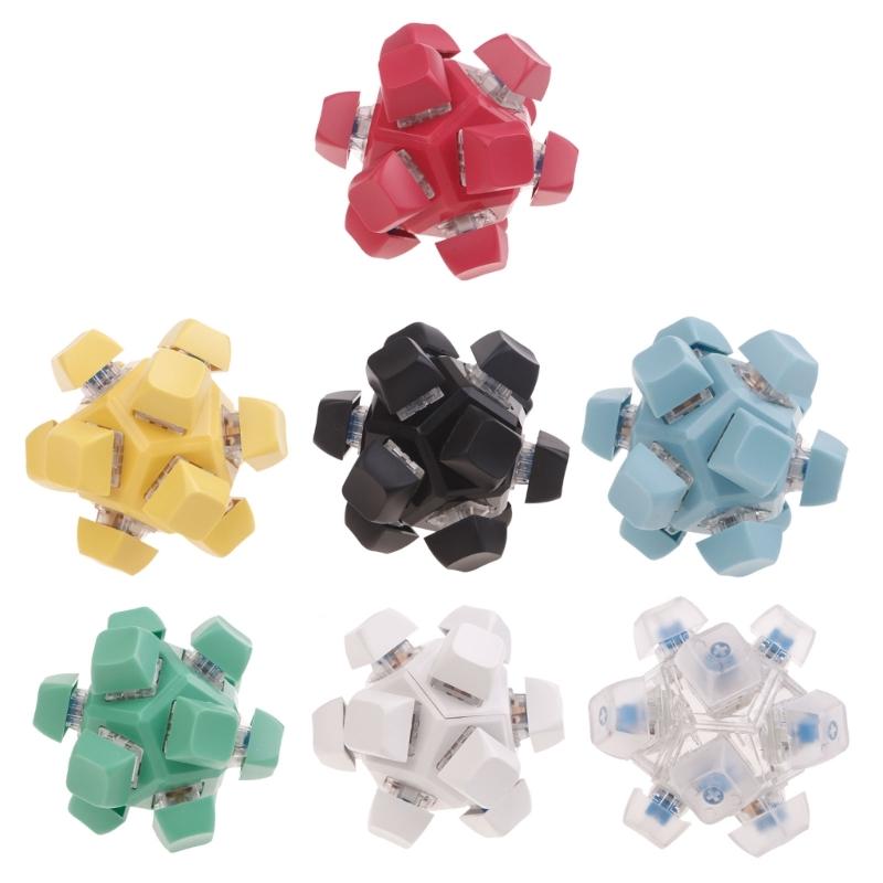 12 Sided RubiksCubes Mechanical Keyboard Switches Keychain Light Up Switches Tester Kit Decompression Relaxation Toys