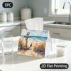 1pc Tissue Box, Watercolor Coastal Anchor Serene Beauty Pattern, 2D Flat Printing, Multi-Use, Foldable, Tissue Bag, for Living Room