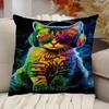 Animal Monkey Cat Dog Headphone Dj Music Pillowcase Toon Gift Cushion Cover Bedroom Home Sofa Chair Seat Decor Pillow Case