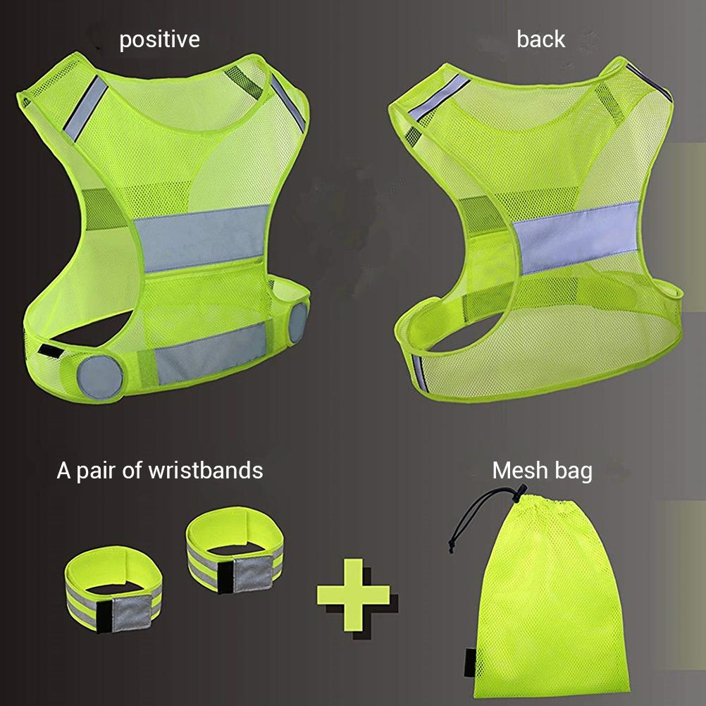 Reflective Vest with Arm Bands Running Gear Ultralight Mesh Safety Vest for Running Cycling Dog Walking Motorcycling