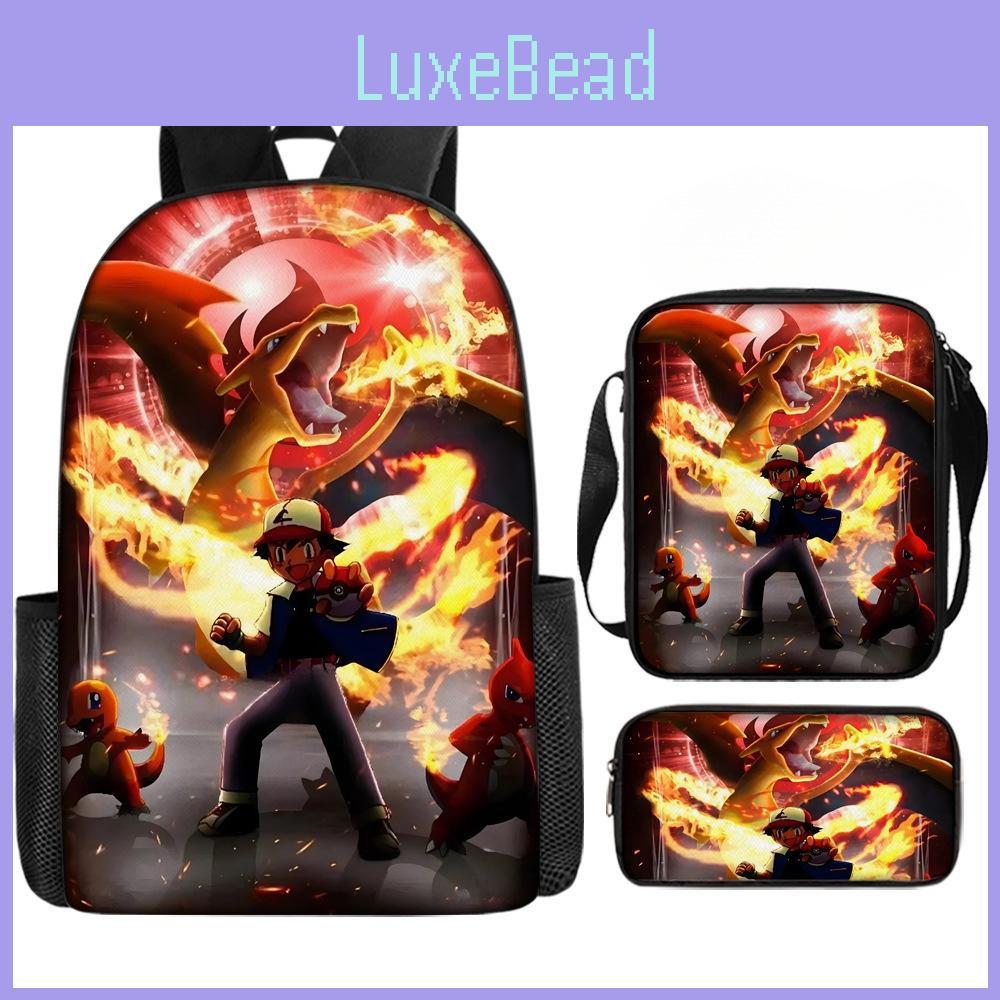 Pokémon Printed Cartoon Backpack Children Schoolbag Shoulder Bag Pencil Bag