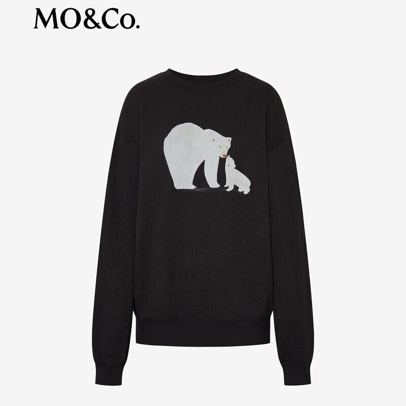 MO&Co. Women's Glitter Cotton Printed Pullover Sweatshirt