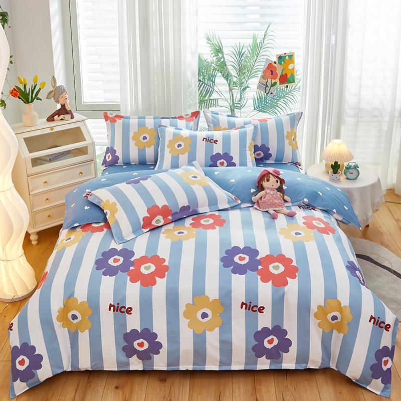 Kawaii Cartoon Dinosaur Duvet Cover Twin Queen Botanical Floral Bedding Set Pink Strawberry Comforter Cover with 2 Pillow Sham