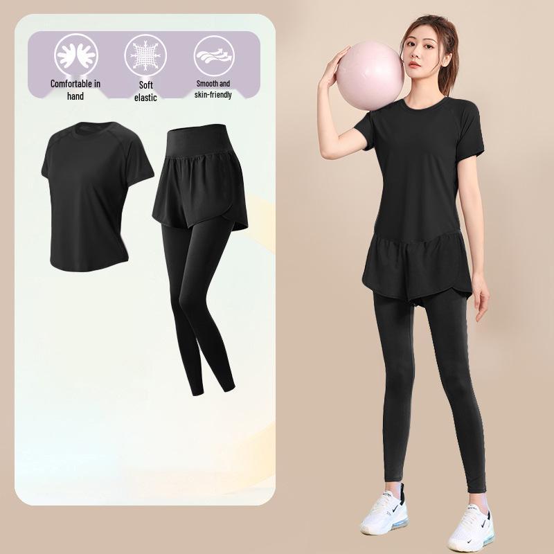 Women's High-End Short-Sleeve Sport T-Shirt & Fitness Set - Breathable, Quick-Drying Yoga and Running Wear