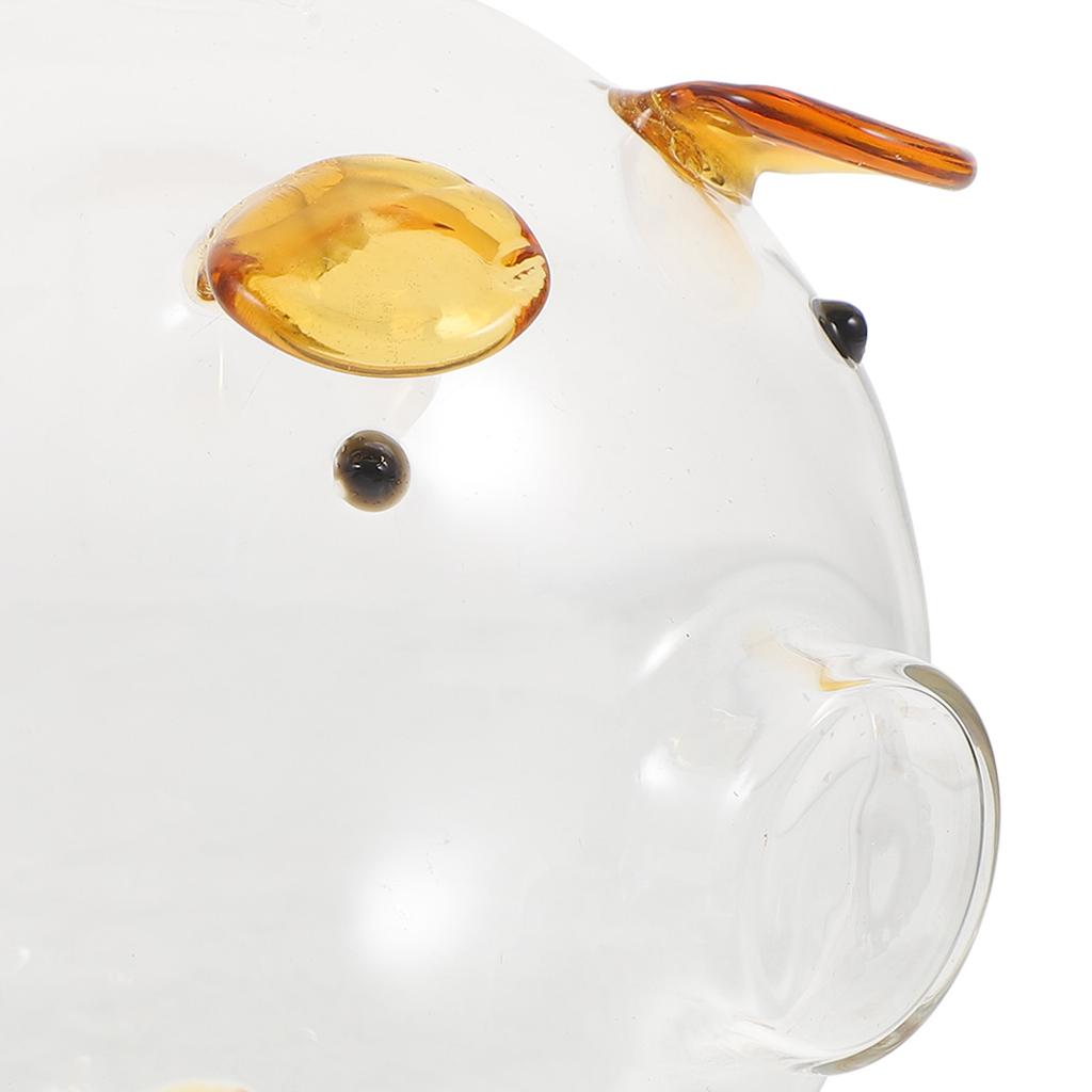 Glass Piggy Bank Clear Transparent Pig Shaped Money Pot for Birthday Gift Decorative Saving Jar Desktop Coin Box