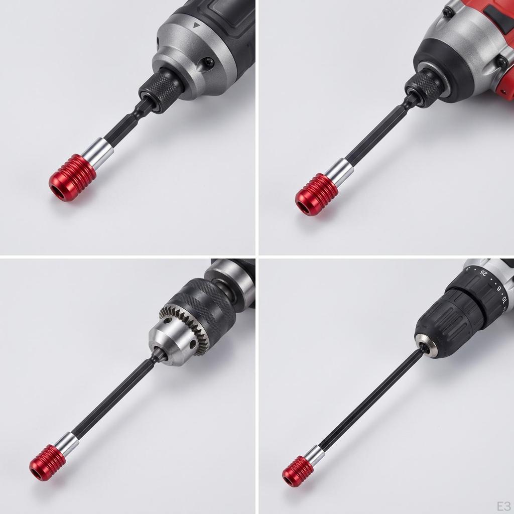 4 Pieces Hex Shank Boring Tool Extension FastRelease SelfLocking Holder Knurled
