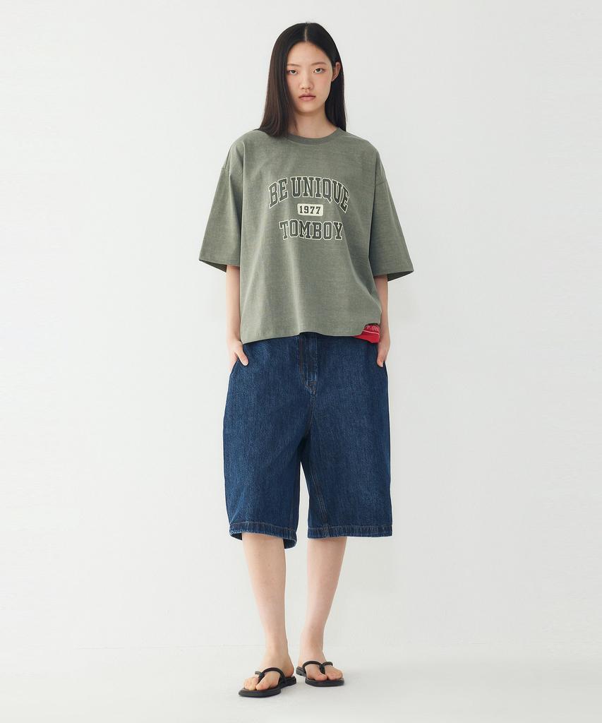 STUDIO TOMBOY Vintage Lettering Graphic Short Sleeve T-Shirt_Khaki 9176222990