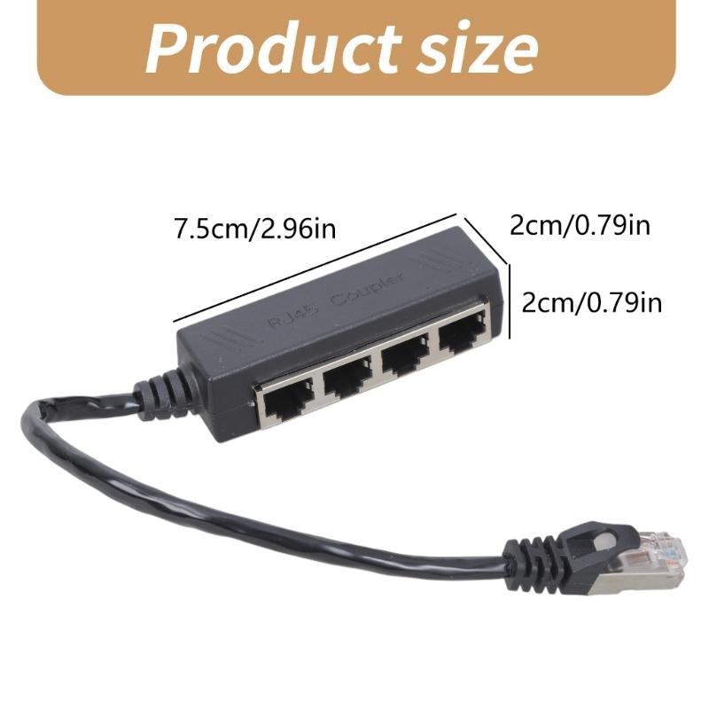 RJ45 Ethernet Splitter Cable Adapter, 1 to 4 Port Networking Extension Connector Fast Speed for Home and Offices