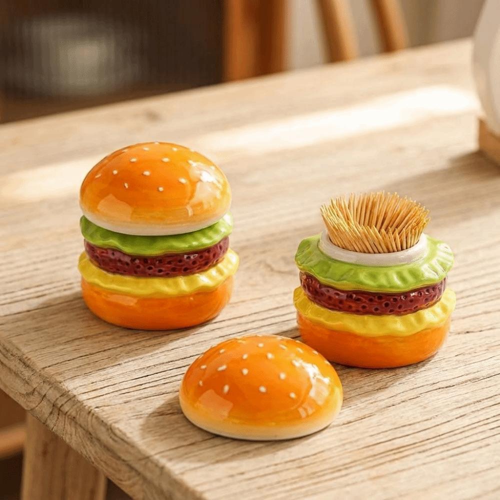 Dust-proof Toothpick Jar Decorative Cotton Swab Storage Box Hamburger Toothpick Holder  Bedroom