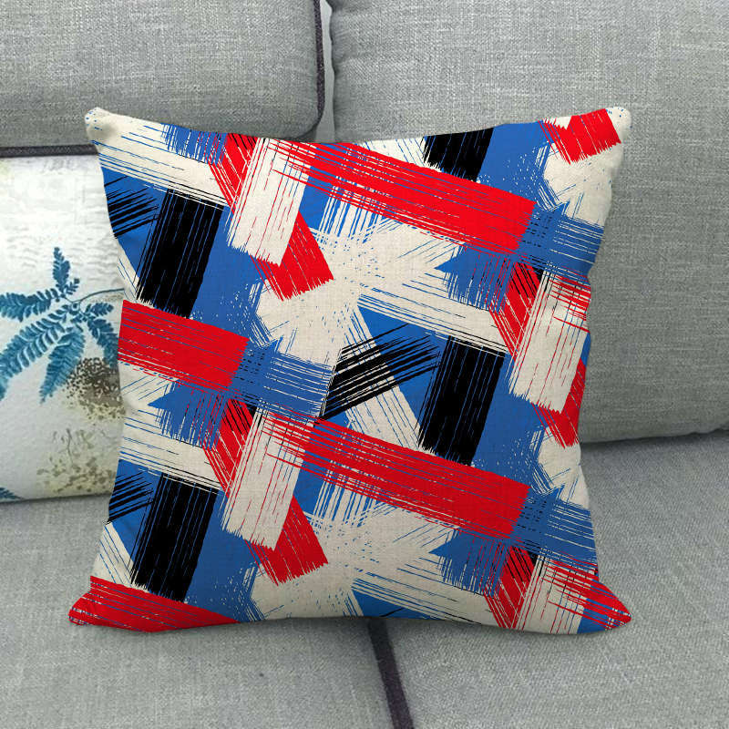 Geometric Triangular Wave Pattern Digital Printing Short Plush Pillow Covers For Car Sofa Office Cushion Cover Home Goods