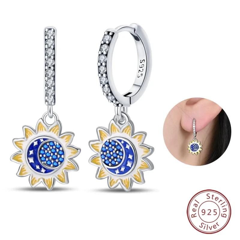 Pendientes originales de plata de ley 925 de cobre con forma de margarita y tulipán para mujer 2025 Pendientes de botón Pendientes de flor Aniversario Circonita Regalo