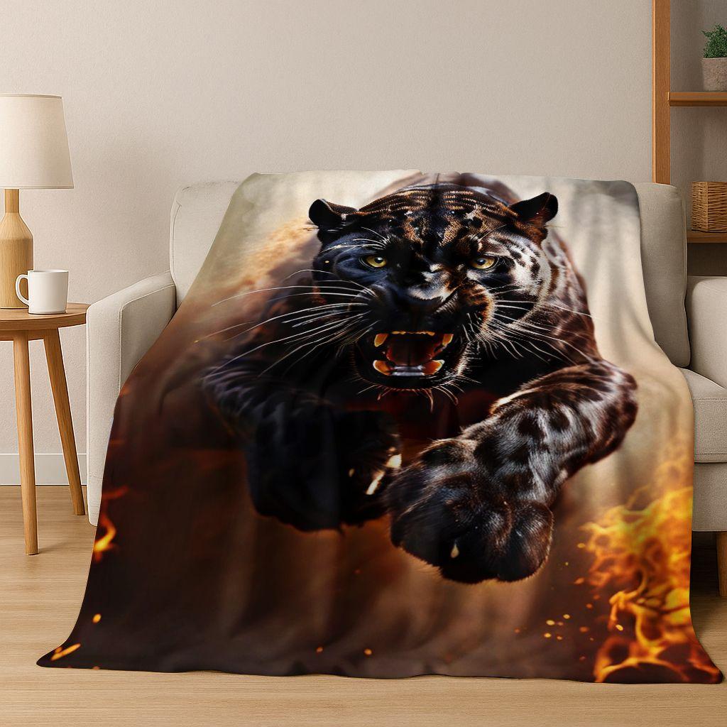 26 Style Wild Animal Leopard Cheetah Beast Cartoon Flannel Blanket,Cozy Soft Throw Blanket for Home Bedroom Bed Sofa Cover Kids