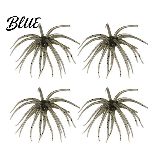 Saltwater Fishing Lure 4Pcs 6CM/1.9G 10.5CM/4G Soft Sea Urchin with Swimming Skirts Artificial Bass Tentacle Creature Bait Freshwater Trout