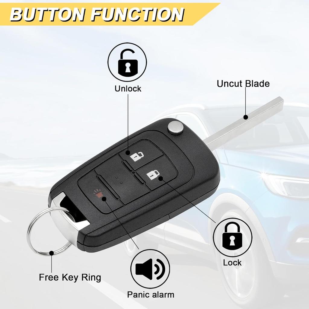 Key Fob Replacement for 2010- Chevrolet Equinox & GMC Terrain/ 12-17 Sonic/ 16-17 Spark/ 15-18 Trax/ 14-18 Buick Encore Car Keyless Entry Remote
