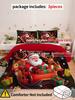 3-teiliges Weihnachts-Bettwäsche-Set:Weich & Bequem Aus Polyesterstoff Weihnachtsmann- & Schlittenmuster Geeignet Für Schlafzimmer