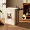 Bookend Lamp Decoration Ghost Bookshelf Night Light, Reading Lantern with Sliding Insert Board, Book Nook Vintage Iron Cozy Warm Decor for Home Office