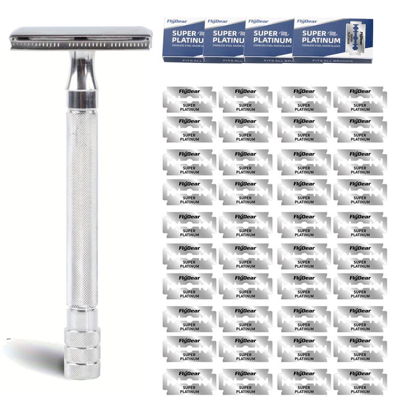 Double Edge Safety Razor for Men, with 10 Safety Razor Blades, Single Blade Razor, Reusable Travel Essentials Men Razor
