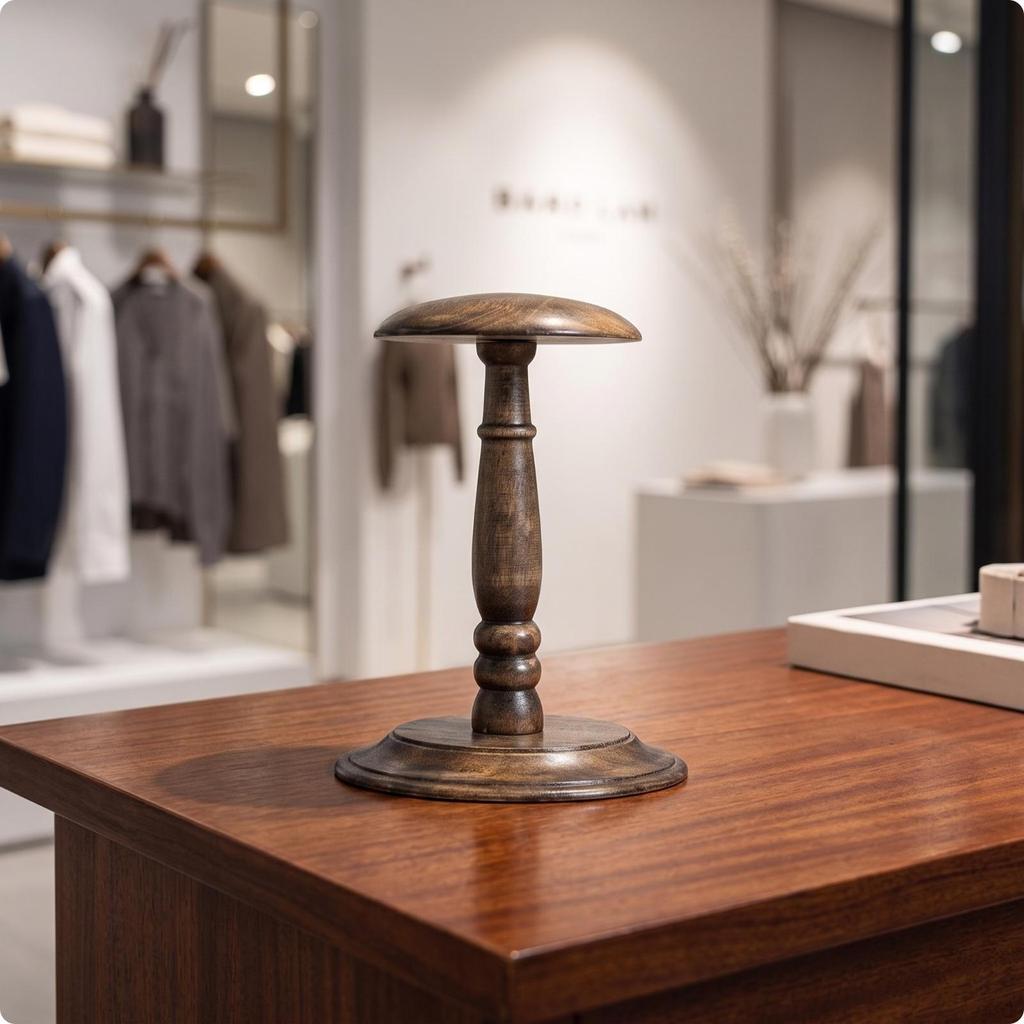 Shaped Hat Stand | Smooth Wood Finished, Tabletop Stand, for Boutique