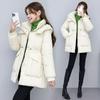 Down Padded Jacket Women's Winter Jacket Thickened and Thin Mid-length Padded Jacket Waist Korean Version of Loose Padded Jacket