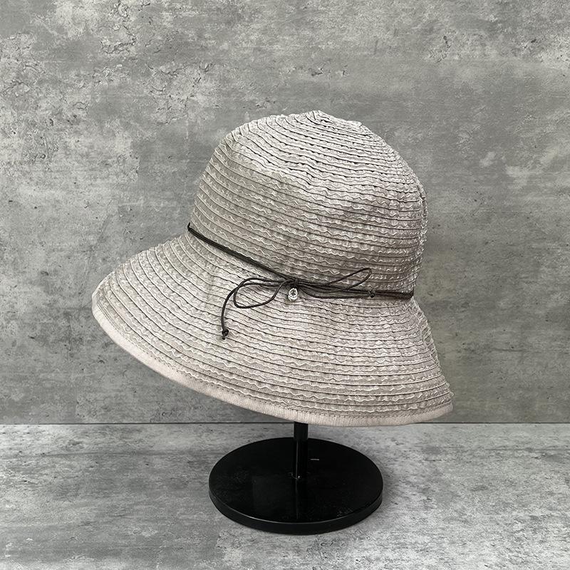 Japanische Schleife Süßer Fischerhut Damen Sommer Strand Krempe Reise Sonnenschutz Vielseitiger leichter Stoffhut