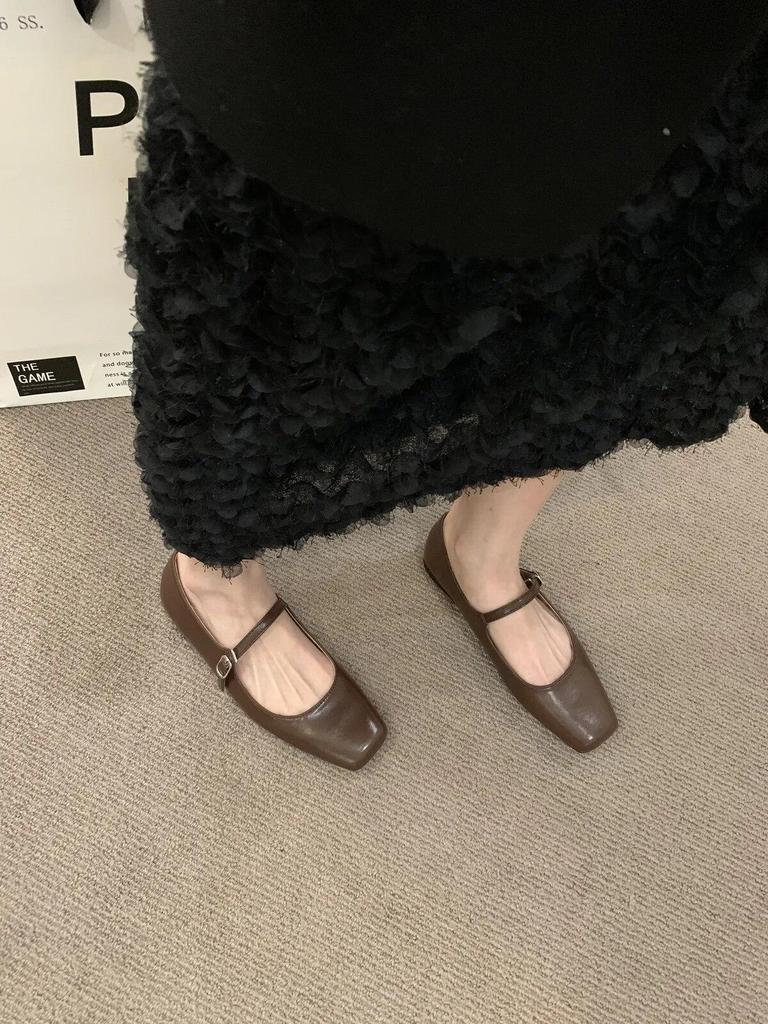 Summer Women Flats Fashion Square Toe Shallow Mary Jane Shoes Soft Casual Ballet Shoes Slingback Shoes Comfortable