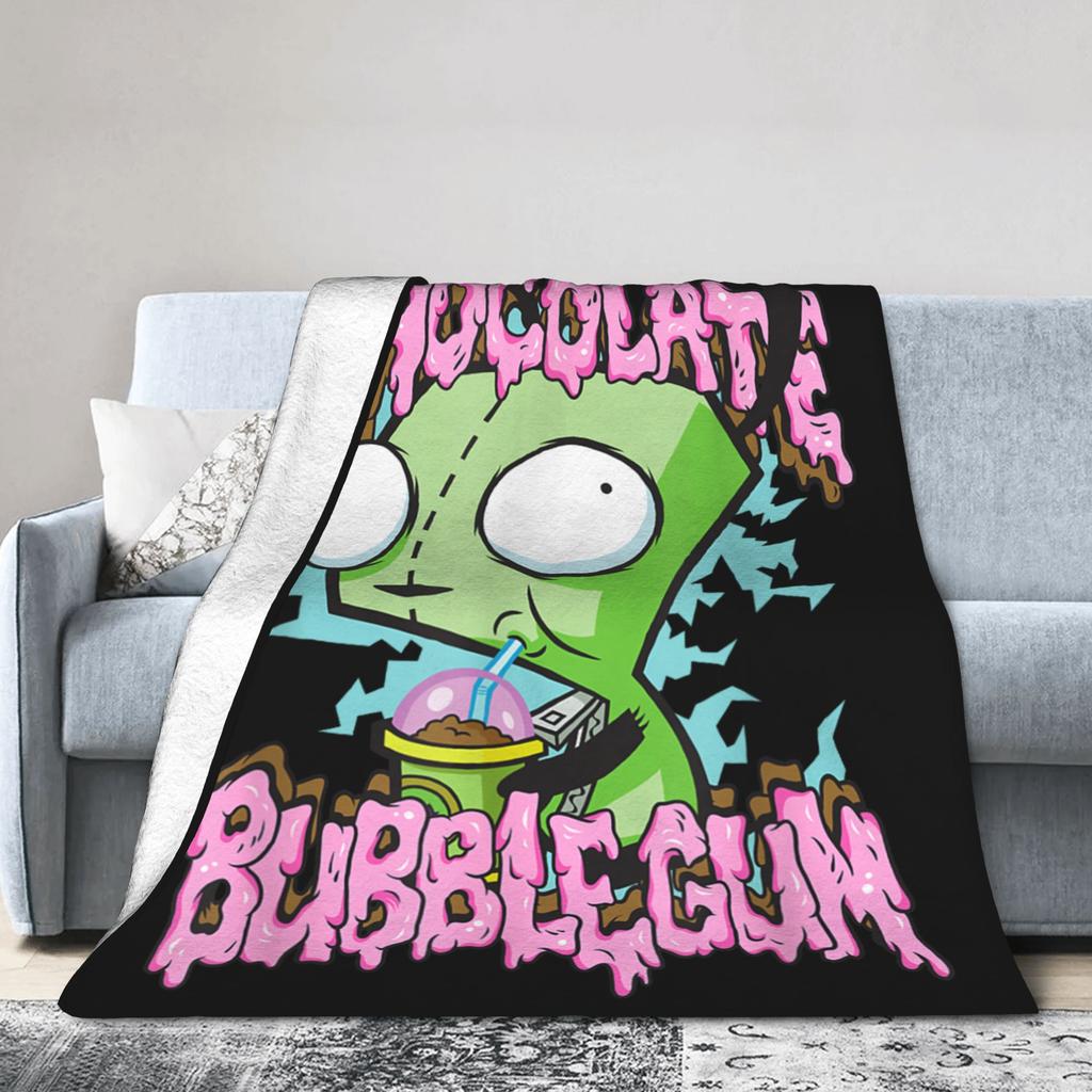 Invader Zim Taco Gir Y2K Cartoon Knitted Blanket  Fleece Throw Blankets Bed Sofa Decoration Soft Warm Bedspread