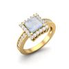 6 MM Square Cut Moonstone Gemstone Solitaire Accent 925 Sterling Silver Gold Vemreil Women Wedding Ring