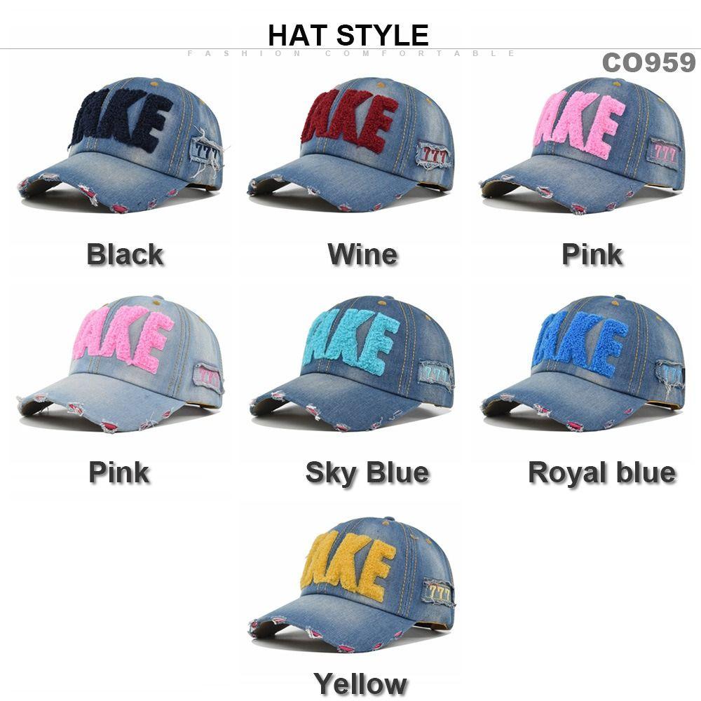 Cappellino da Baseball con Ricamo Lettera COLORATA TAKE Visiera in Denim Cappelli da Baseball da Cowboy Regolabile con Foro Perforato Cappellino con Visiera per Uomo Donna