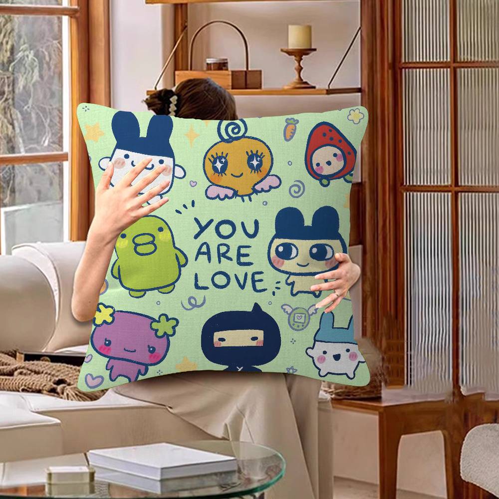 Game Fanart Cute Cartoon TTamagotchi Pillow Cushion Cover Pillowcase Living Room Sofa Home Decor Customized