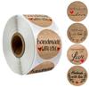 Kraft Paper Handmade Stickers: Self-Adhesive Gift Labels for Cake Box Packaging