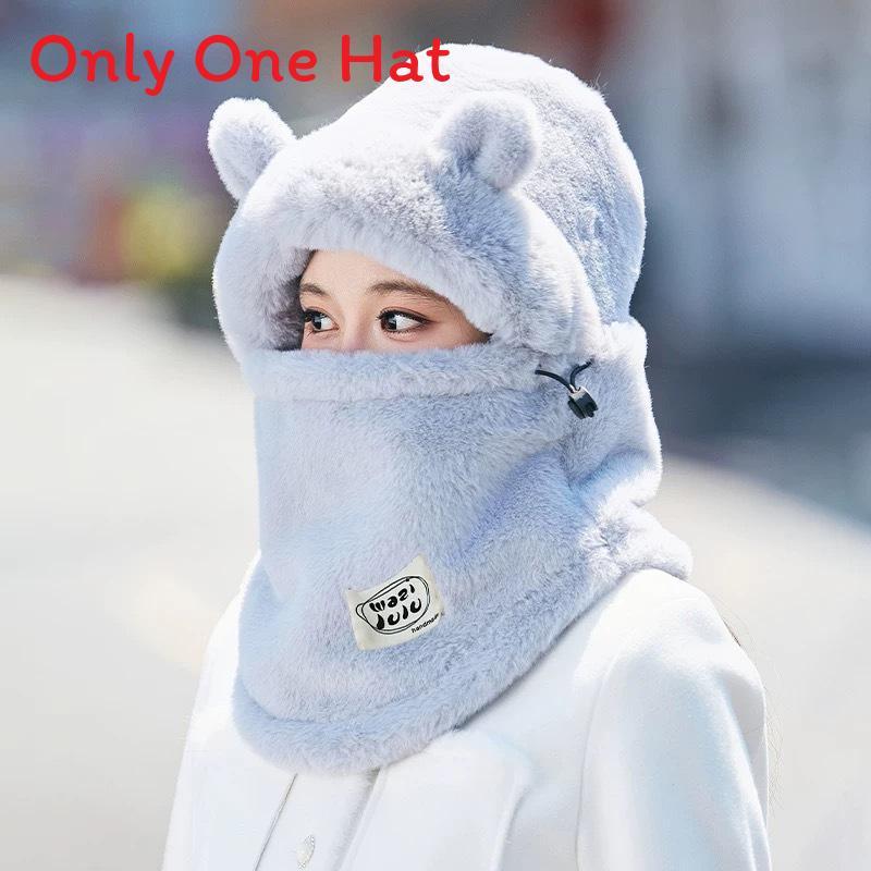 Panda Plush Hat For Winter Cycling Warm Windproof Faux Fur Beanie For Commuters