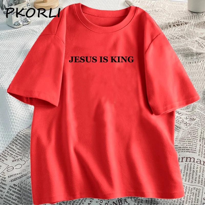 Tričko Jesus Is King Ženy Ležérní Tričko Bůh je dobrý Dámské Křesťanské oblečení Víra Tričko Tričko Bavlna Trička s krátkým rukávem